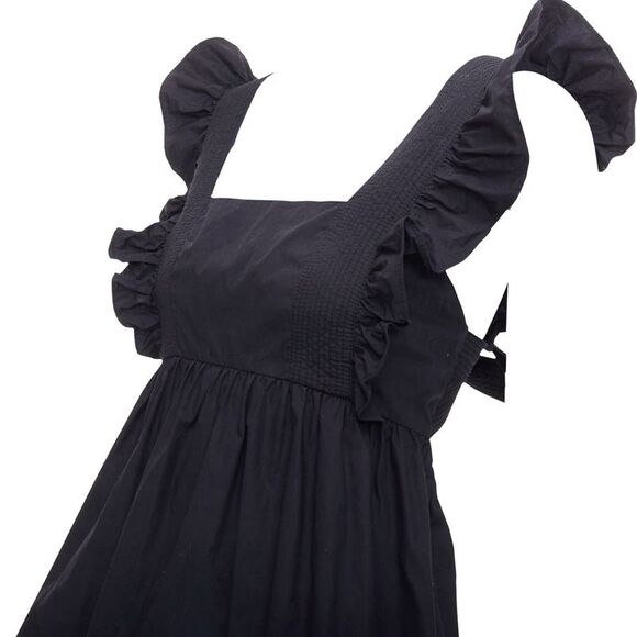 Self Portrait Cotton Poplin Tie Back Ruffle Top